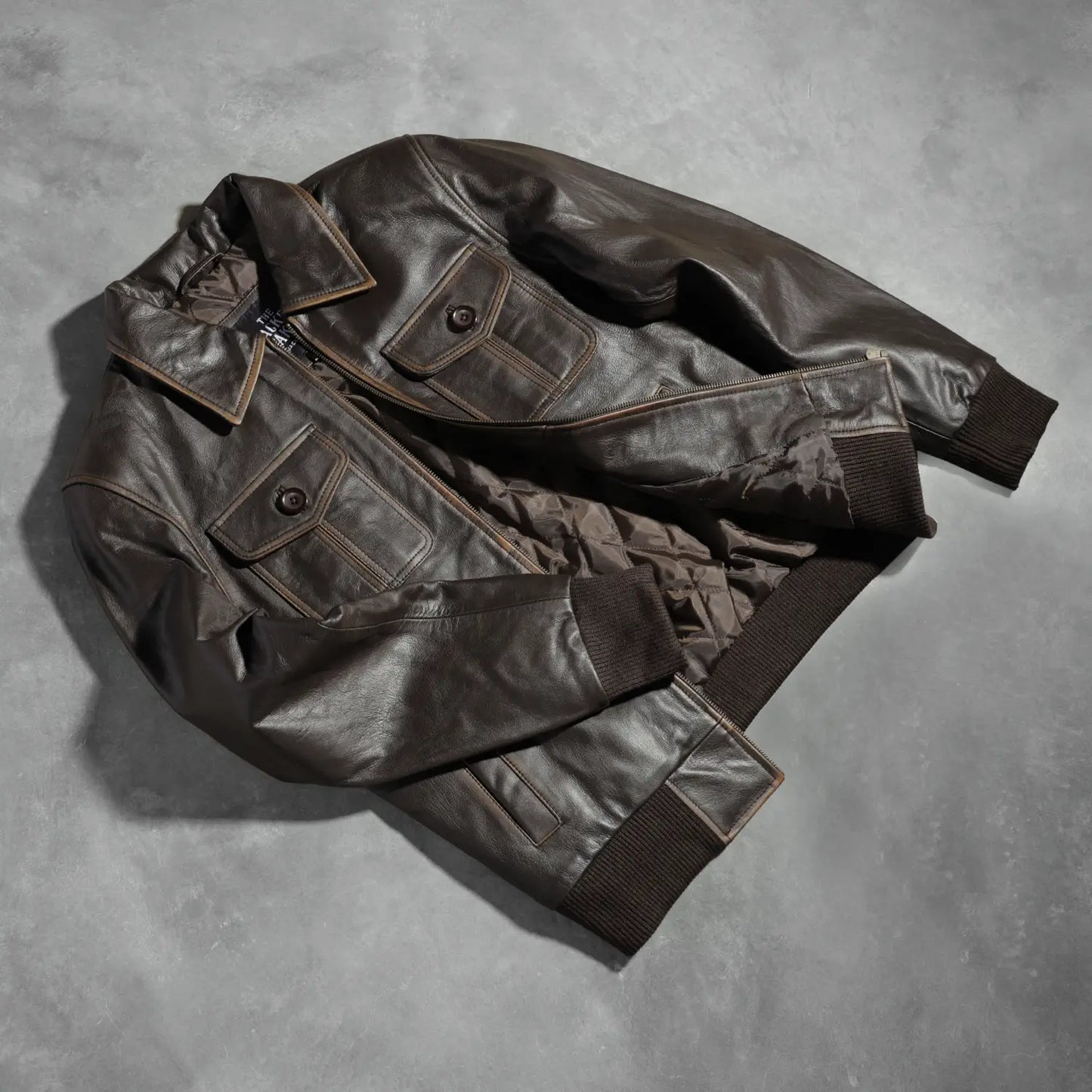 Aaron Brown Leather Bomber Jacket