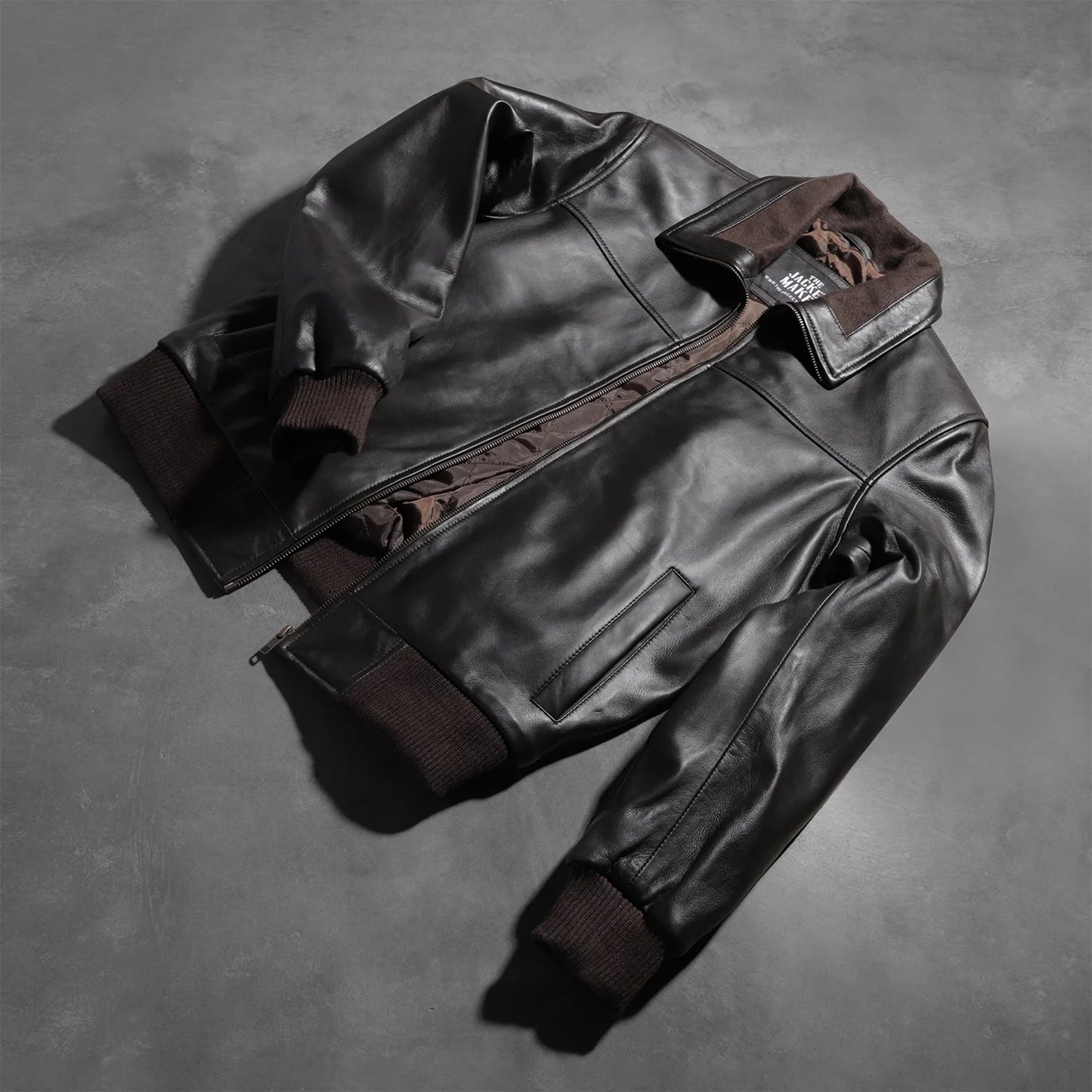 Air Rolf Brown Leather Bomber Jacket