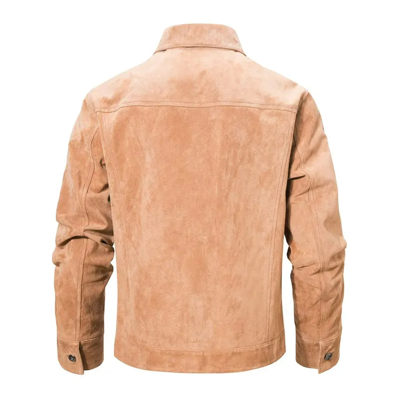 Men's Beige Suede Leather Jacket