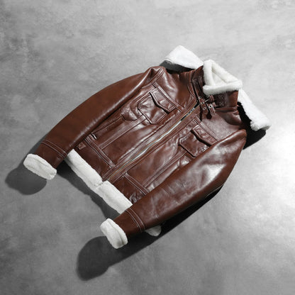 Fiona Brown Hooded Shearling Leather Jacket