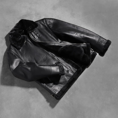 Francis B-3 Black Leather Bomber Jacket