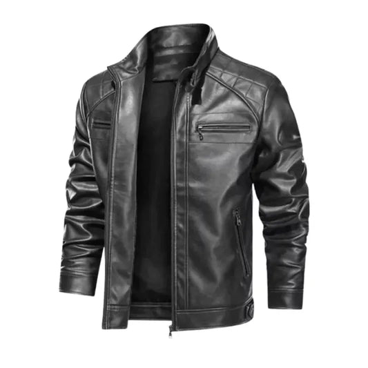 Men Black Diamond Quilted Leather Jacket