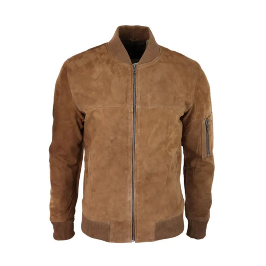 Mens Genuine Suede Bomber Jacket