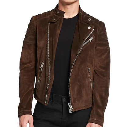 Mens Luxurious Suede Biker Jacket