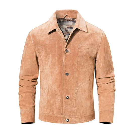 Men's Beige Suede Leather Jacket