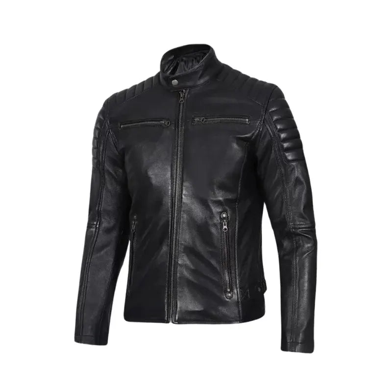 Men_s Black Cafe Racer Leather Jacket