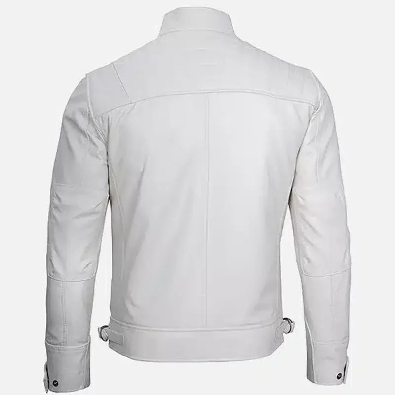 Mens White cafe racer Jacket