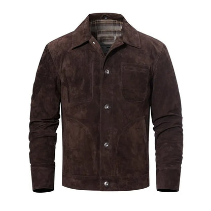 Men's Dark Brown Suede Leather Jacket