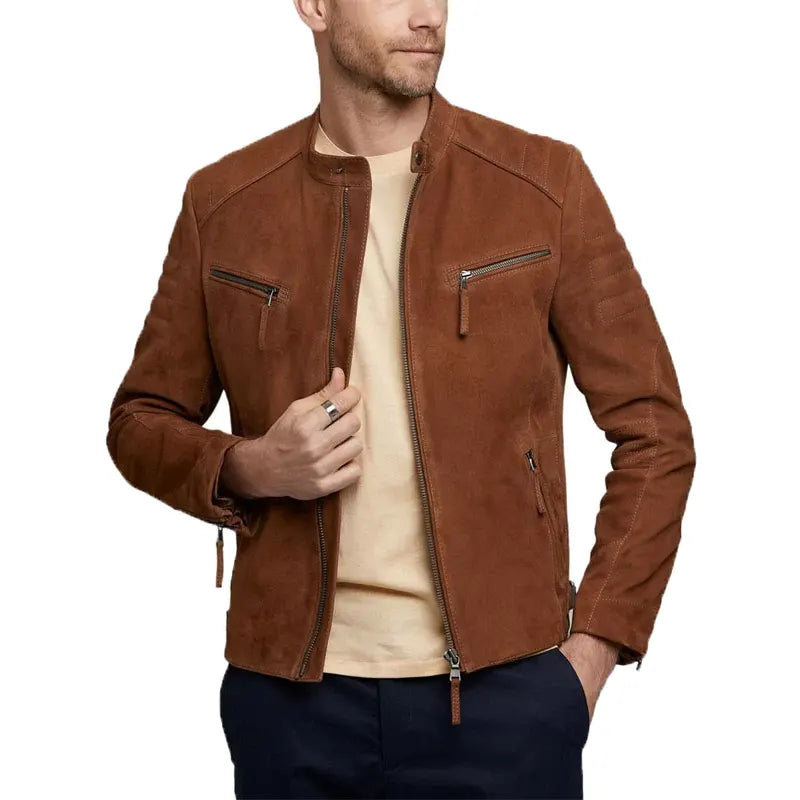 Men’s Express Genuine Suede Biker Leather Jacket