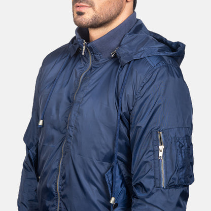 Hanklin Ma-1 Blue Hooded Bomber Jacket