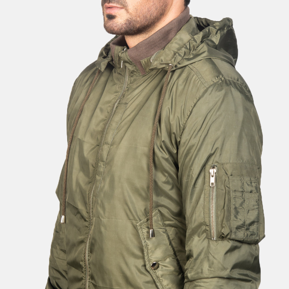 Hanklin Ma-1 Green Hooded Bomber Jacket