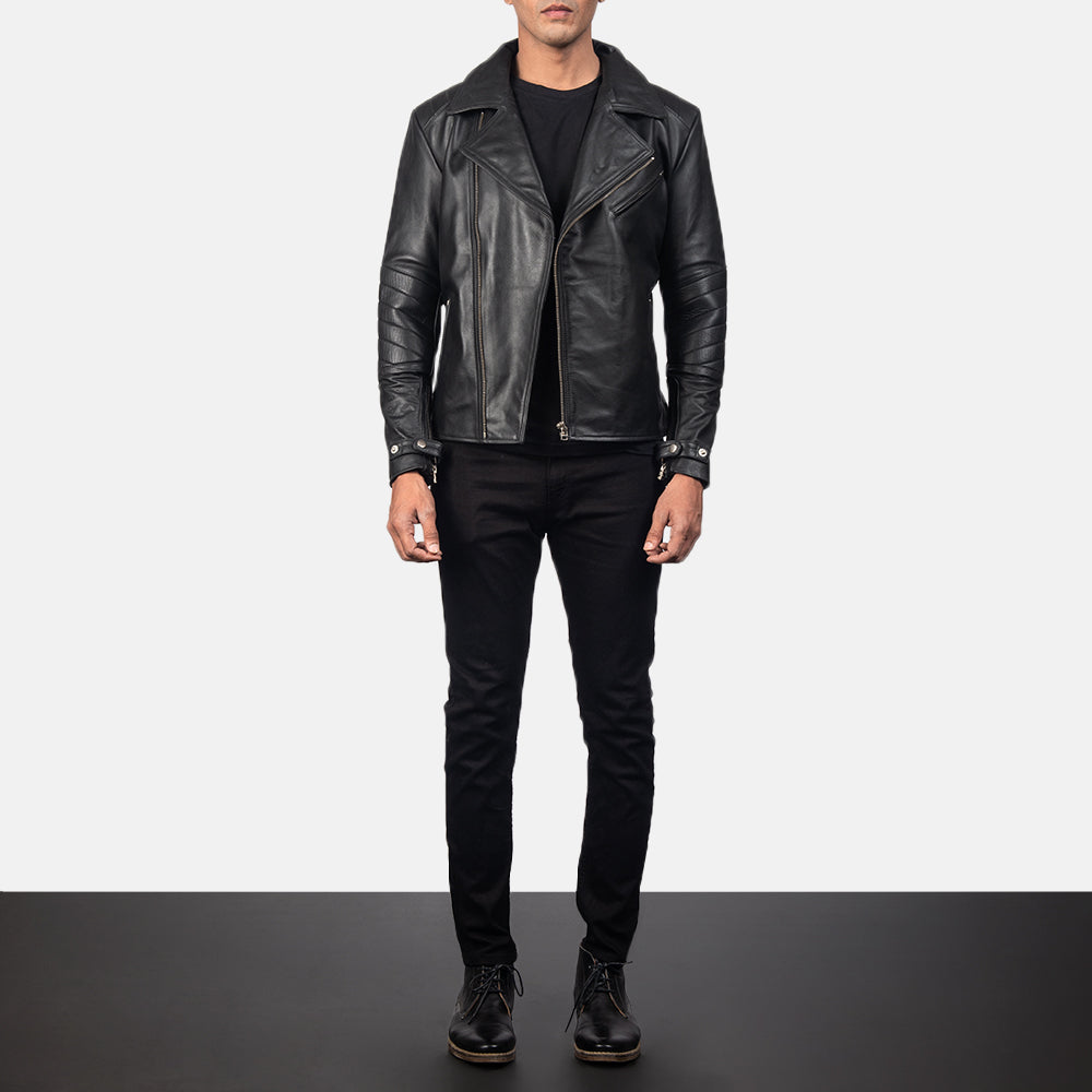 Raiden Black Leather Biker Jacket