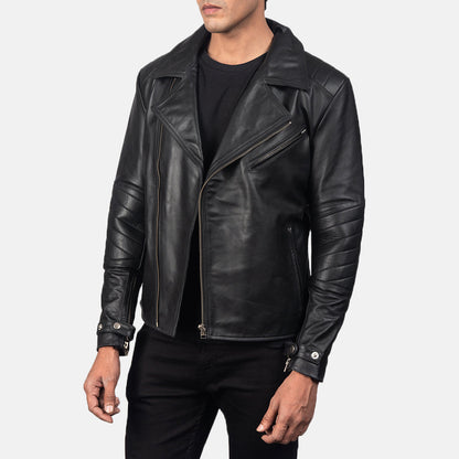 Raiden Black Leather Biker Jacket