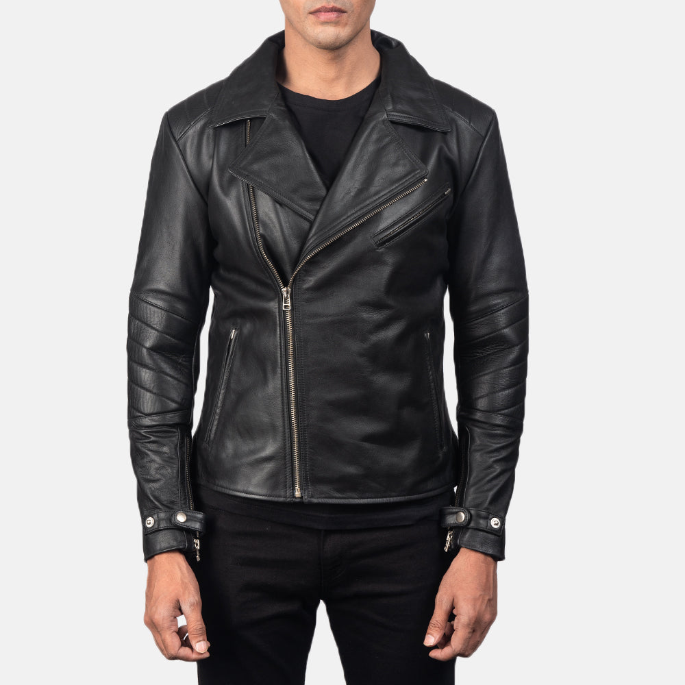 Raiden Black Leather Biker Jacket