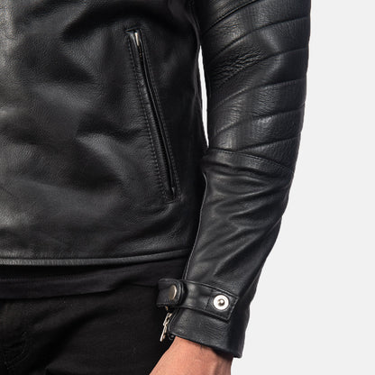 Raiden Black Leather Biker Jacket