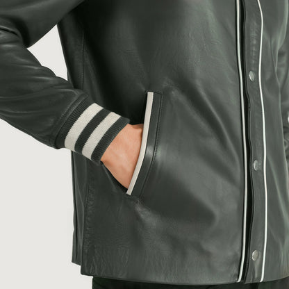 Willis Green Leather Varsity Jacket