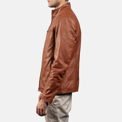 Ionic Brown Leather Biker Jacket