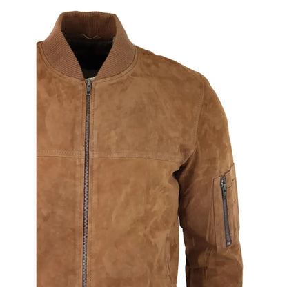 Mens Genuine Suede Bomber Jacket