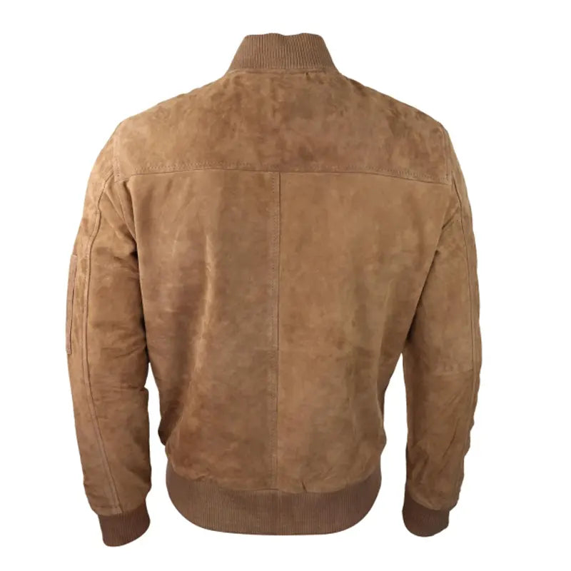 Mens Genuine Suede Bomber Jacket