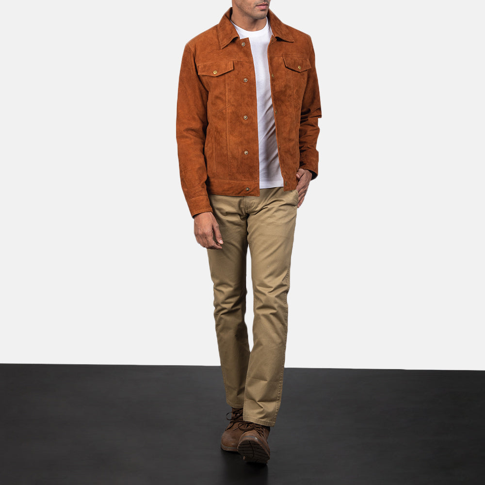 Stallon Brown Suede Trucker Jacket