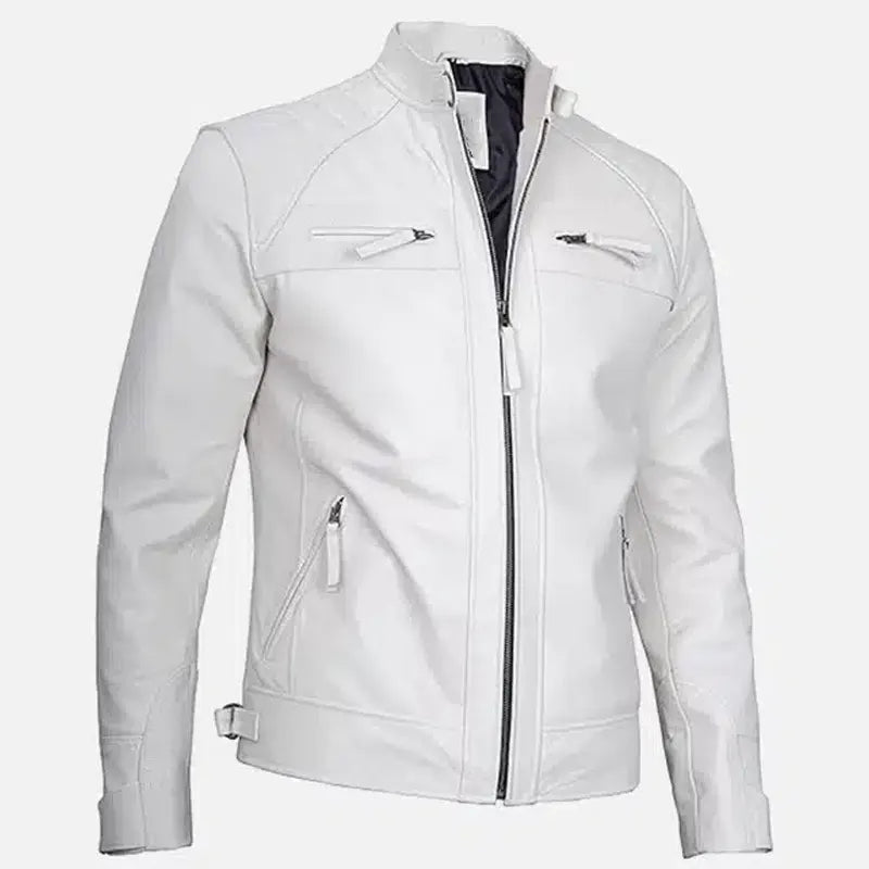 Mens White cafe racer Jackets