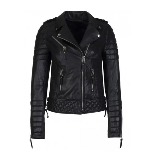 Women's Black Bker Leather Jacket